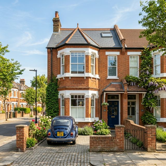 A traditional UK 3-bedroom semi-detached house.